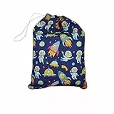 Panini Tessuti Sacchetto sacco Asilo per bambino e bambina porta indumenti sacco nanna cambio asilo sacca nido 100% Cotone 46x60 cm(Sacchetto Asilo 46 x 60 cm Astronavi)
