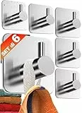 4smile ganci adesivi acciaio inox - SET 6 appendi porta asciugamani inox bagno antiruggine ganci adesivi - accappatoio bagno di alta
