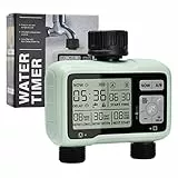 johgee Timer Irrigazione, 2 uscite Computer Irrigazione con Ritardo Pioggia, Irrigazione Automatica/Manuale, Timer per Irrigatori Impermeabile IPX5