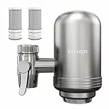 Vortopt Filtro Rubinetto in Acciaio Inossidabile, 400 Galloni Filtro Acqua Rubinetto, Depuratore Acqua Rubinetto, Rimuove Sabbia, Piombo, Cloro e Cattivo Gusto, T2 (2 Filtri Incluso)