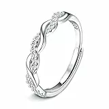 JeweBella Anelli Donna Argento 925 con Zirconia Cubica Anelli Regolabili Donna Anello Corda Contorta Eternità Anello Fidanzamento Fedine Anelli Matrimonio Anelli Promessa Regalo di Anniversario