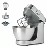 Kenwood KHC29.J0SI Impastatrice Planetaria Prospero+, 1000 W, Ciotola 4.3 L, Frullatore in vetro 1.2 L, Robot con lame/dischi in acciaio da 1.4 L e Spremiagrumi, 3 utensili, Silver