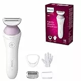 Rasoio da donna Philips Serie 6000 - Rasoio cordless con 4 accessori inclusi Guanto esfoliante, pettine regola altezza (Modello BRL136/00)