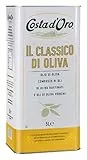 Costa d'Oro – Classico di Oliva 5L. Olio di oliva adatto a crudo per pesti e salse tipo maionese e per marinature, soffritti, cotture prolungate e fritture. Latta da 5 litri.
