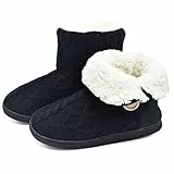 ONCAI Pantofole Da Donna Calde Pantofole In Tessuto a Maglia Comode Pantofole Antiscivolo Fashion Nero 40/41 EU