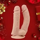 GEA3-Strumento a Doppia Testa Color Carne Con Super Ventosa Per Donne Dí&dò Dòn&ne Rē-álistico Silicòne Mòrbido Grande Péné Ḋịld&ộ per Dò&nna Gr&òsso, Ṥtrâpon inÐoṤṤâbilÈ uómó â&nâlÈ Ḉoppiâ Ðon&nâ