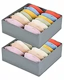 DIMJ Organizer per cassetti per reggiseno, organizer per cassetti a 7 celle, organizer per vestiti, organizer per cassetti, organizer per armadi e contenitori per reggiseno, 2 confezioni, grigio