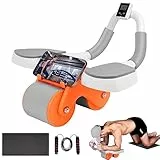 Flintronic Ab Roller Wheel per Core Trainer, 2023 Nuovo Ruota Addominali, Wheel Roller, Ruota a Rullo per Addestratore Addominali Fitness per Allenamento in Palestra, con Timer/Stuoia/Porta Cellulare