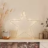 Lights4fun Decorazione di Natale Stella Luminosa di 34cm con 40 LED Bianchi Caldi a Pile per Arredo Interni