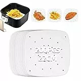 200 Pezzi Carta Forno Per Friggitrice Ad Aria, Teglie Per Friggitrice Ad Aria, Antigrasso Antiaderente Fodera in Carta Monouso, per 4 l a 5,5 l Air Fryer, Forno, Padelle, Microonde(Quadrati 22cm)