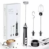 GeeRic Frullini Montalatte Elettrico, Frullino Montalatte USB Ricaricabil con 3 velocità Portabile Frullini Montalatte a Immersione con 3 Fruste Differente per Cappuccino, caffè,Uova,Crema,Cioccolato