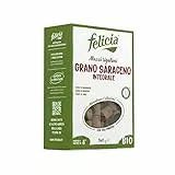 Felicia, Mezzi Rigatoni di Grano Saraceno Integrale, Ricca di Magnesio, Ricca di Manganese, Fornte di Fibre, Senza Glutine, Bio, Vegan, Gusto Deciso, Confezione da 340 g