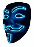 SOUTHSKY LED Maschera Vendetta Maschera EL Wire Light Up per Halloween e le Feste, Cosplay Costume, Accessori Festivi(V-Blu)
