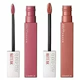 Maybelline New York SuperStay Matte Ink Tinta Labbra Colore 15 Lover + Tinta Labbra Colore 65 Seductress - 2 Rossetti con Applicatore a Punta