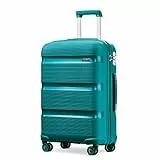 Kono Valigia Trolley Grande 76cm Rigida e Leggera in Polipropilene Valige da Viaggio con 4 Ruote e TSA Lucchetto, Turchese