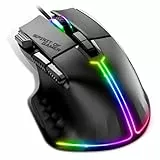 Spirit Of Gamer | Mouse Gaming Cablato PC 12800 DPI | Mouse RGB con 8 Pulsanti Programmabili di cui 1 Rapid Fire | 13 Effetti di Retroilluminazione | Mouse Ergonomico con Appoggio per Pollice