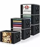 Birshe 6 Pezzi 60L Scatole per Armadio Organizzatore Armadio Scatole,Scatole per Vestiti Scatole per Armadio Salvaspazio per Buste Pieghevole per Indumenti, Coperte, Biancheria da Letto, Nero