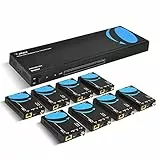 Orei - Extender splitter HDMI 4K 1x8, multiplo su cavo singolo CAT6/7, 4K a 60 Hz, 4:4:4, HDCP 2.2, con gestione EDID remota IR, fino a 30 m, loop out, bassa latenza, supporto completo