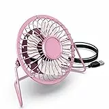 N NEWTOP Mini Ventilatore da Tavolo USB Portatile Pale Metallo Fan Piccolo Regolabile Velocità Continua Cavo Compatibile per Computer Notebook PC Casa Ufficio Scrivania Viaggi Campeggio (Rosa)