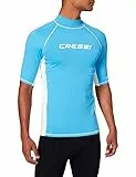 Cressi Rash Guard Man, Maglia Protettiva con Maniche Corte in Speciale Tessuto Elastico, Protezione Solare UV (UPF) 50+ Uomo, Azzurro/Bianco, L/4 (52)