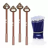QAQHZW 4 Penna a Sfera Gel Penne a Inchiostro Nero Penna Gel Creative e Interessanti Penna Punta Fine da 0,38 mm Roller e 25 Ricariche Blu per Adulto Studente Bambino