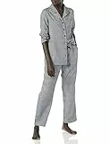 Amazon Essentials Set pigiama in flanella di pantaloni e camicia con bottoni frontali a maniche lunghe Donna, Nero/Bianco, Percalle, XXL
