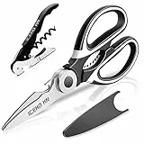 Forbici da Cucina Multiuso Professionale,ICEKO-KN Forbici cucina Multiuso in Acciaio Inox,ultra resistenti affilate,acciai inossidabili,per tagliare pollame, carne/pollo/erbe, tacchino e pizza.