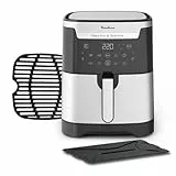 Moulinex EZ801D15 Easy Fry & Grill Friggitrice ad Aria e Griglia 2-in-1, Capacità XXL, Divisore per Duplice Cottura, Rosolatura Impeccabile, Risultati Croccanti, Cottura Sana, 8 Programmi, 6.5 L