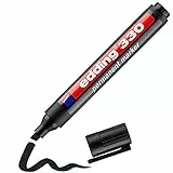 Edding 330 pennarello indelebile - nero - 1 marcatore - punta a scalpello 1-5 mm - impermeabile, ad asciugatura rapida, a prova di sbavature - per cartone, plastica, vetro, legno, metallo e tessuto