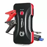 YABER Booster Avviamento Auto, 1800A Avviatore Emergenza per Auto (Motori Fino a 6.5L Gas o 5.0L Diesel), Booster Avviamento Auto Portatile 12800mAh Power Bank con Torcia LED,Bussola e uscite USB.