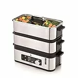 WMF KitchenMinis Vaporiera Elettrica compatta in Acciaio Inox 18/10 Cromargan, potenza 900W, Vaporiera Elettrica a Due Ripiani, Finitura Satinata Opaca