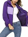 Irevial Cappotto Giacca Impermeabile Donna, Giacca a Vento Donna Leggera con Cappuccio e Tasche, Giacche Antivento con Retina Interna in Rete, Chiusura Cerniera