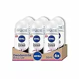NIVEA Black & White Black Invisible Original Deodorante roll-on in confezione da 6 x 50 ml, Deodorante antitraspirante, Deodorante profumato, regola la traspirazione