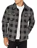 Amazon Essentials Giacca Camicia a Maniche Lunghe in Pile Uomo, Carbone Nero Buffalo Plaid, M