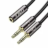J&D Cavo Sdoppiatore Microfono Cuffie, CTIA Standard da Placcato oro 3,5 mm TRRS Femmina a 2 TRS Maschio per PC Gaming Headset, Xbox One, Smartphone, Tablet, 0.2m