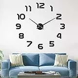 SOLEDI Orologio da Parete Silenzioso Preciso Fai da Te 60-120cm Facile da Montare Effetto 3D Riempire Vuoto Parete Moderno Adesivo Orologio Parete Decorazione per Casa, Ufficio, Hotel (Argento/Nero)