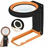 40X 30X Lente d'ingrandimento con Luce e supporto, 18LED Lente Ingrandimento Professionali per Lettura, Ispezione, Esplorazione, Anziani, Gioiellieri, Bambini