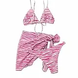 Costume da bagno donna costume da bagno spinta bikini split up tuta costumi da bagno tre pezzi colore donna Sky costumi da bagno set orologi da polso uomo, Colore: rosa., L