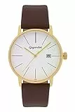 Gigandet Orologio Uomo Quarzo Minimalism Analogico Bracciale Cuoio Oro Marrone G42-003