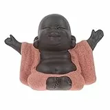 Healifty - Statua di Buddha che ride, seduto in Polystone Buddha Scultura Feng Shui Buona Fortuna Salute Buddha Statua per Ufficio Casa
