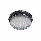 Master Class Crusty Bake Teglia Perforata, Scanalata e Antiaderente con Base Rimovibile, 18 cm - Grigio