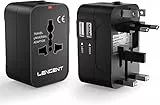 Adattatore Universale da Viaggio, LENCENT All in One Caricatore Adattatore di Alimentazione Internazionali con Doppia Porta Caricabatterie USB per USA UK Americane oltre 150 i Paesi nel Mondo
