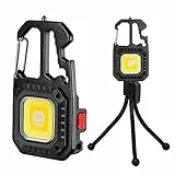 TISHOW Mini Luce da Lavoro, Mini LED Torcia Portatile 800 Lumen, 7 Modalità USB Torcia LED Ricaricabile, Mini torcia portachiavi base magnetica treppiede per Campeggio, Pesca, Riparazione, Emergenza