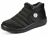 Gaatpot Stivali Donna Invernali Stivaletti Uomo Piatto Caldo Caviglia Cotone Scarpe,Nero,EU40