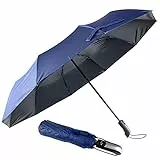 Uootach Ombrello Pieghevoli, Ombrello pieghevole ad apertura e chiusura automatica, ombrello tascabile pieghevole portatile, 10 Bone - Impermeabile - Antivento per uomini e donne, bambini(blu)