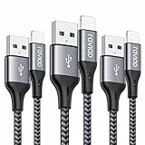 RAVIAD Cavo iPhone [3Pack 2M] Certificato MFi Lightning Carica Rapida Nylon Caricabatterie per iPhone 14 13 12 11 Pro XS MAX XR X 8 Plus 7 Plus 6S 6 Plus 5 5S 5C SE -Grigio