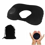 Helweet Cuscino da Viaggio, Cuscino Cervicale da Viaggio Gonfiabile, Cuscino Gonfiabile a Forma di U, Con Pompa di Gonfiaggio Pressante, Con Custodia, per Riposo, Aereo, Auto, Ufficio, Viaggio