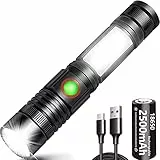 REHKITTZ Torcia LED Ricaricabile,Torcia Led Potente 2000 Lumens, COB LED Regolabile Portatile Torcia per Officina, Campeggio (Batteria Ricaricabile & Base Magnetica Compresa)