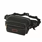YISILINYX Marsupio Uomo,7 Tasche con Ccerniera,Marsupio con Tracolla Regolabile,Regolabile per Corsa, Ciclismo Escursione,Campeggio,Viaggio (Nero)