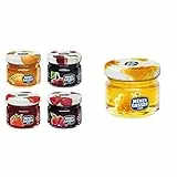 Menz&Gasser Confettura Extra di Gusti Assortiti Monodose Premium Quality, Albicocca, Ciliegia, Fragola, Pesca, con Frutta di Alta Qualità, 96 Vasetti x 28 g & Miele di Fiori Monodose Premium Quality